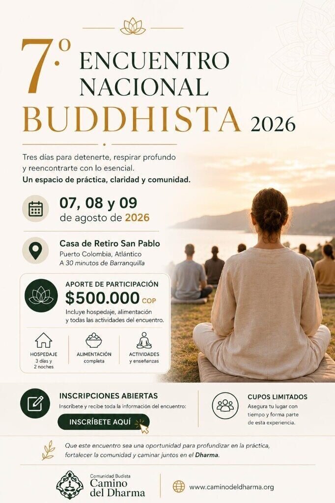 Cartel del 7.º Encuentro Nacional Buddhista 2026 — Tres días para detenerte, respirar profundo y reencontrarte con lo esencial