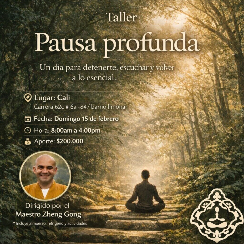 Cartel del taller Pausa Profunda — Un día para detenerte, escuchar y volver a lo esencial