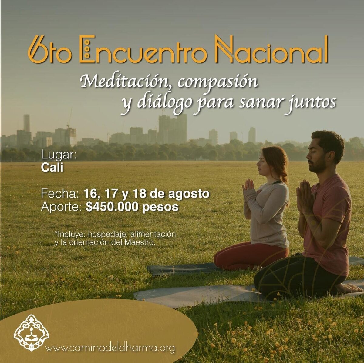 Cartel del 6.º Encuentro Nacional — Meditación, compasión y diálogo para sanar juntos